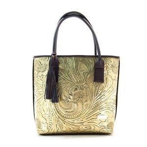 Brand new LEATHER Rose/Gold Tote Chiseled Handbag